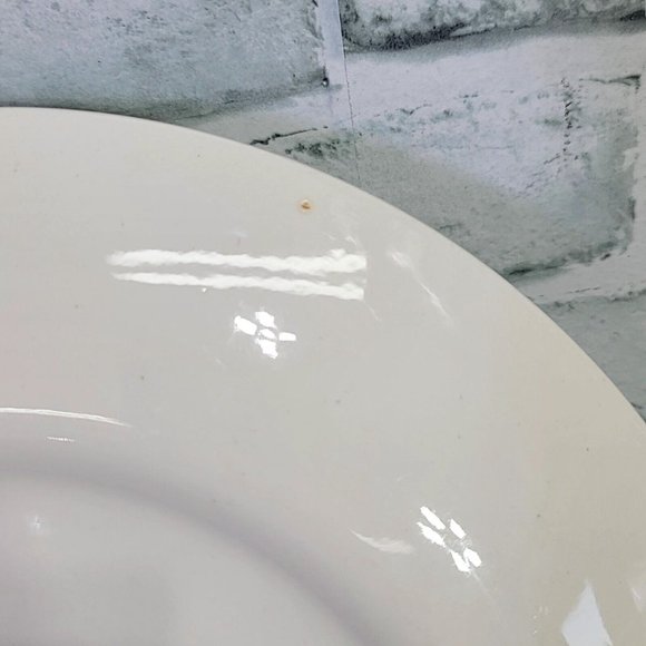 Vintage 60s Homer Laughlin Richelieu Fleur De Lis Chop Plate 12.5" Ivory & Blue - Picture 6 of 7
